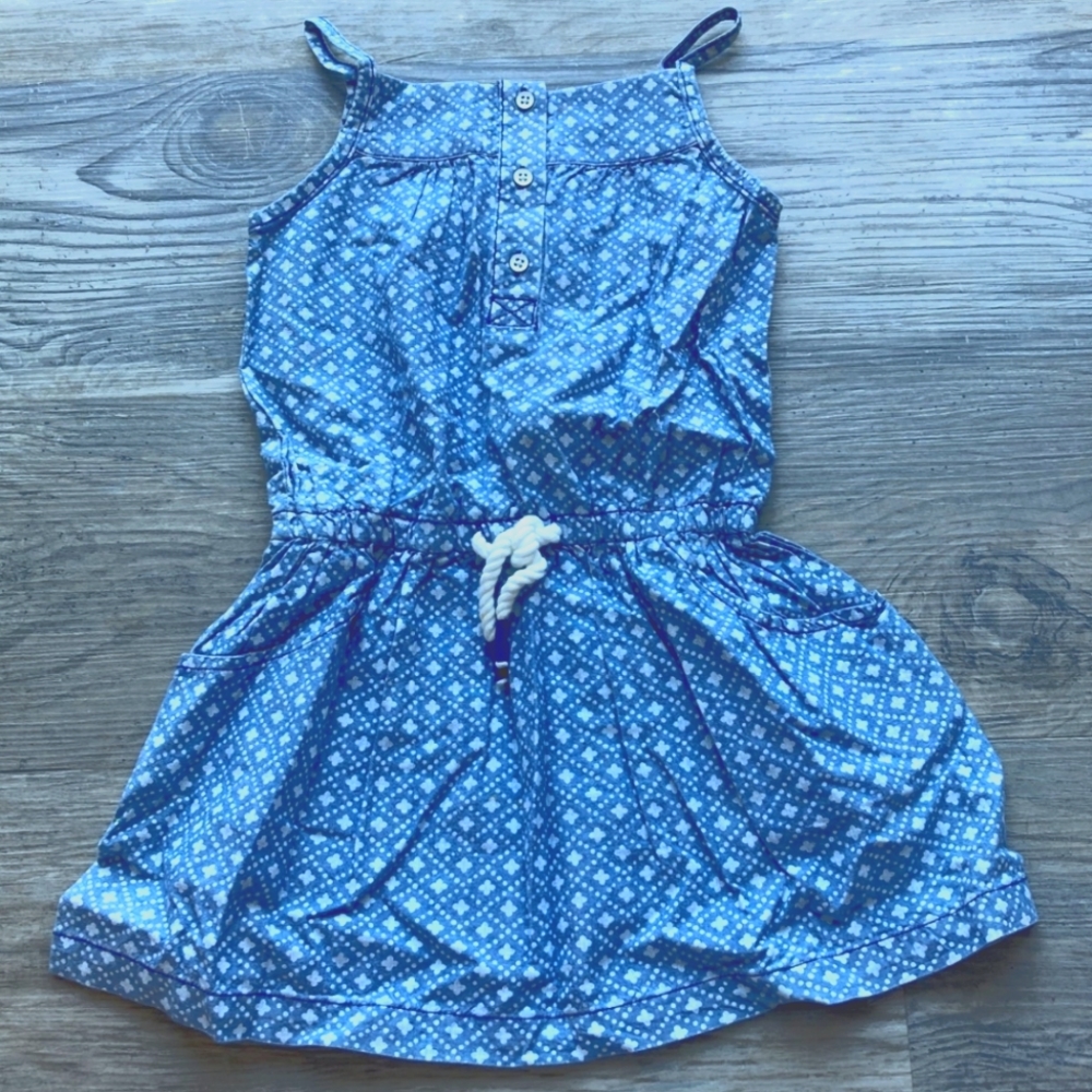 Girls Summer Denim Dress with Rope Accent